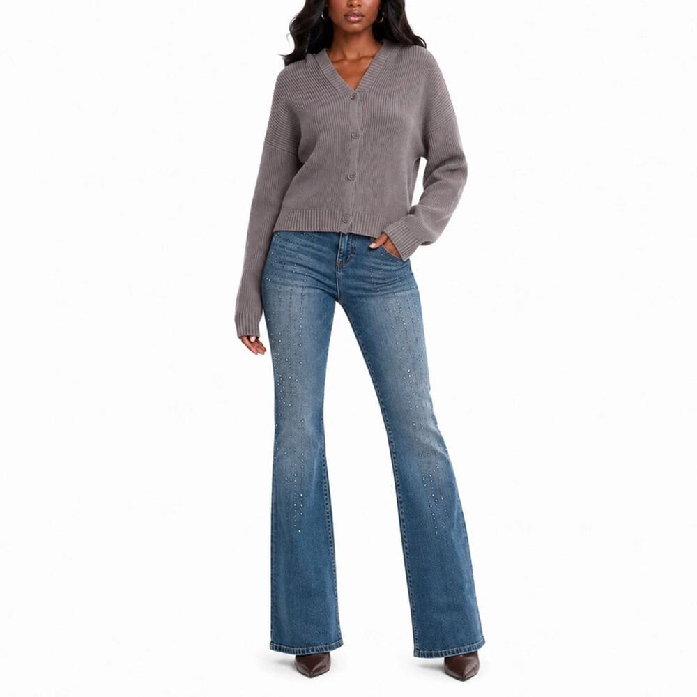 NWT Fashion Nova Gray Hazel Ribbed Button-Up Hoodie Cardigan